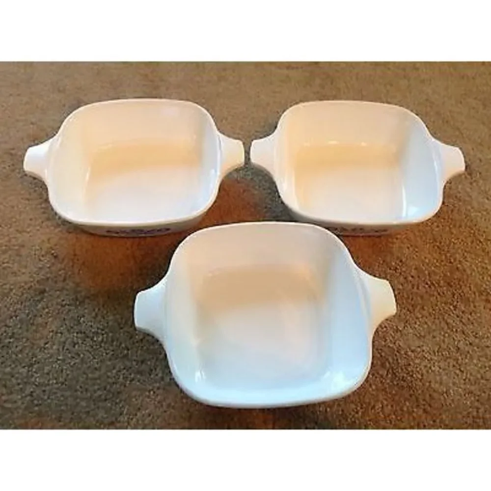 3 CORNING BLUE CORNFLOWER P-41 PETITE PAN CASSEROLE DISHES